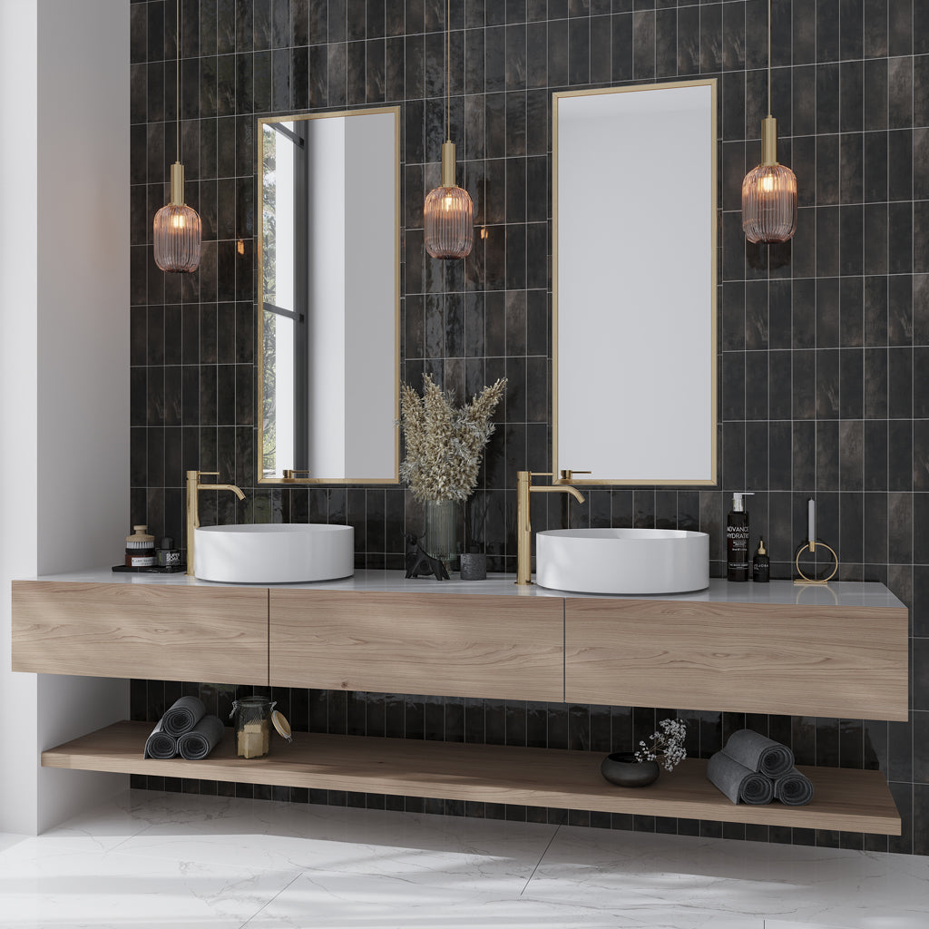 Black 2.5x8 Glossy Ceramic Subway Tile (38 pack, 5.38 sq ft/case)