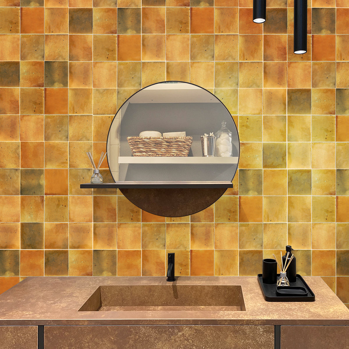 Honey Orange 4x4 Glossy Square Ceramic Tile (50 pack, 5.39 sq ft/case) - Sample