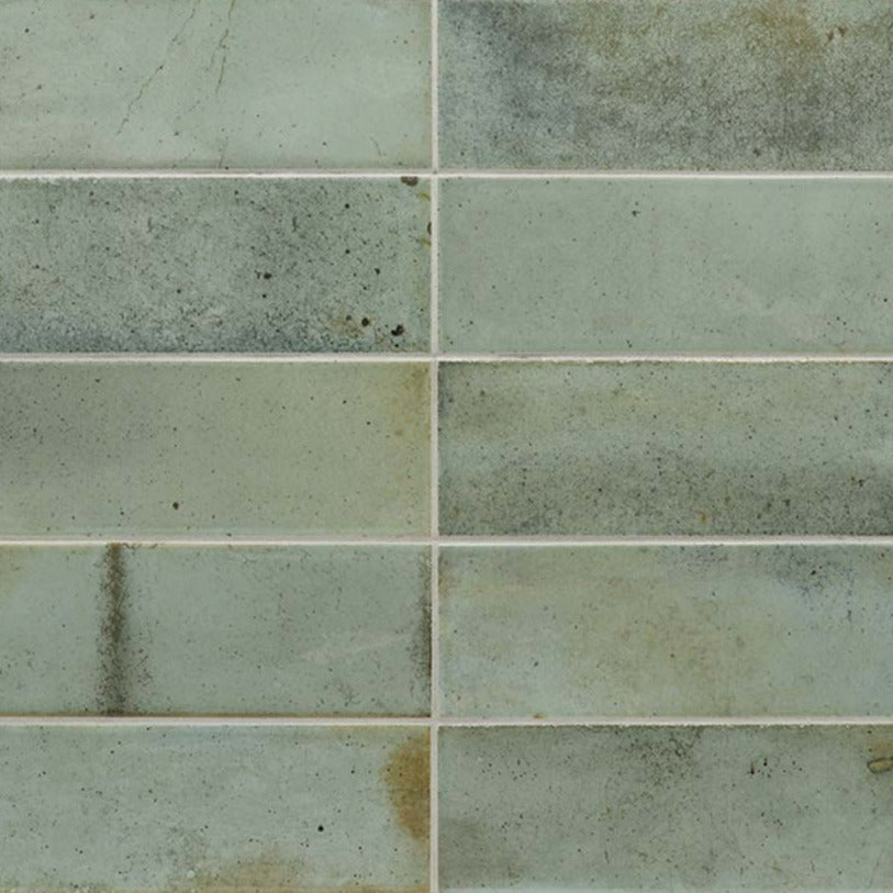Sage Green 2.5x8 Glossy Ceramic Subway Tile (38 pack, 5.38 sq ft/case)