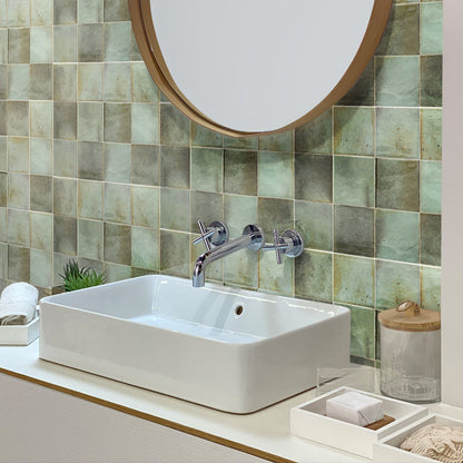 Sage Green 4x4 Glossy Ceramic Subway Tile (60 pack, 6.46 sq ft/case)