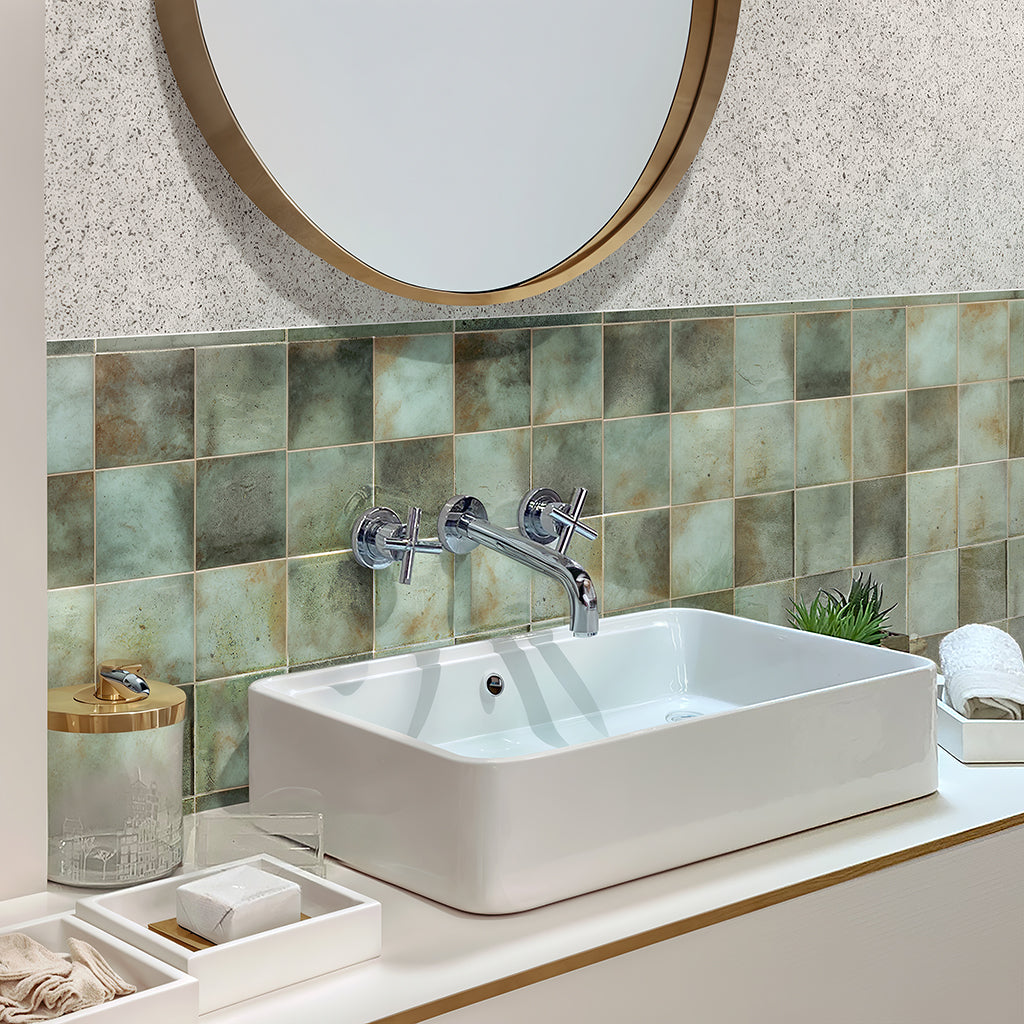 Sage Green 4x4 Glossy Ceramic Square Deco Tile (60 pack, 6.48 sq ft/case)