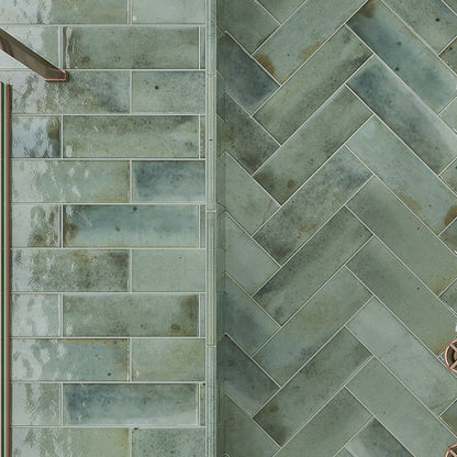 Sage Green 2.5x8 Glossy Ceramic Subway Tile (38 pack, 5.38 sq ft/case)