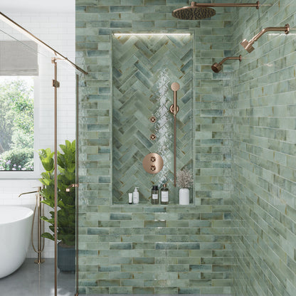 Sage Green 2.5x8 Glossy Ceramic Subway Tile (38 pack, 5.38 sq ft/case)