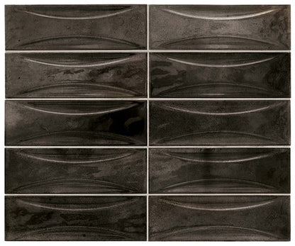 Black 2.5x8 Glossy Ceramic Subway Deco Tile (38 pack, 5.38 sq ft/case) - Sample