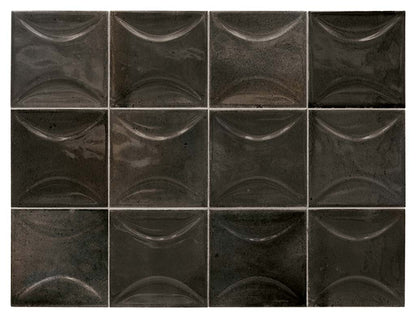 Black 4x4 Glossy Ceramic Square Deco Tile (50 pack, 5.39 sq ft/case)