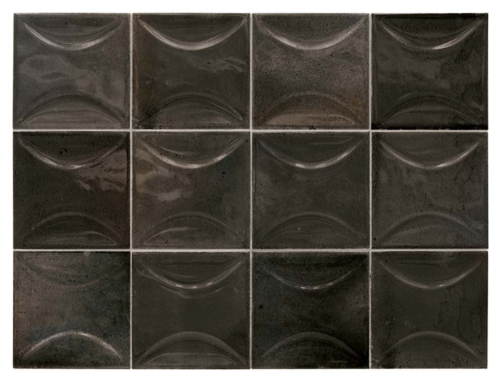 Black 4x4 Glossy Ceramic Square Deco Tile (50 pack, 5.39 sq ft/case) - Sample