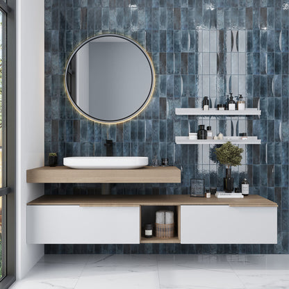 Spruce Blue 2.5x8 Glossy Ceramic Subway Tile (38 pack, 5.38 sq ft/case)