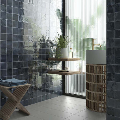 Spruce Blue 4x4 Glossy Ceramic Square Deco Tile (50 pack, 5.39 sq ft/case) - Sample