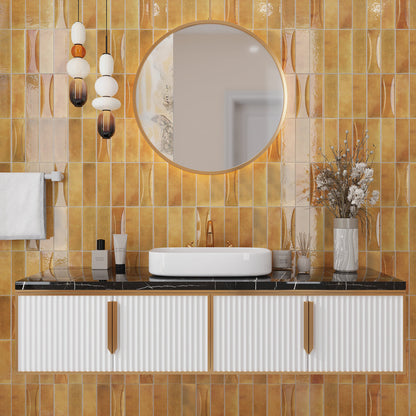 Honey Orange 2.5x8 Glossy Ceramic Subway Deco Tile (38 pack, 5.38 sq ft/case)