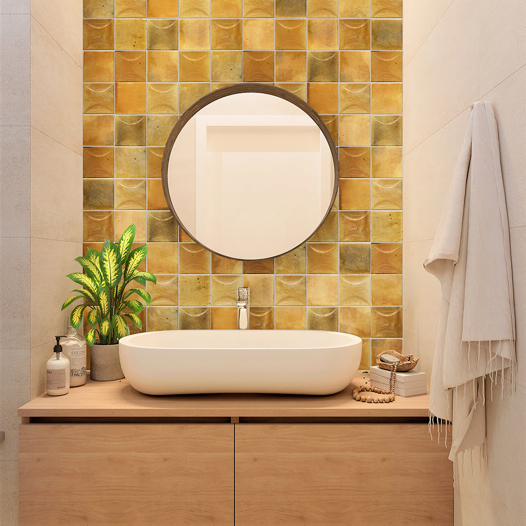 Honey Orange 4x4 Glossy Ceramic Square Deco Tile (50 pack, 5.39 sq ft/case)