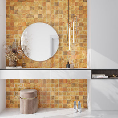 Honey Orange 4x4 Glossy Ceramic Square Deco Tile (50 pack, 5.39 sq ft/case)