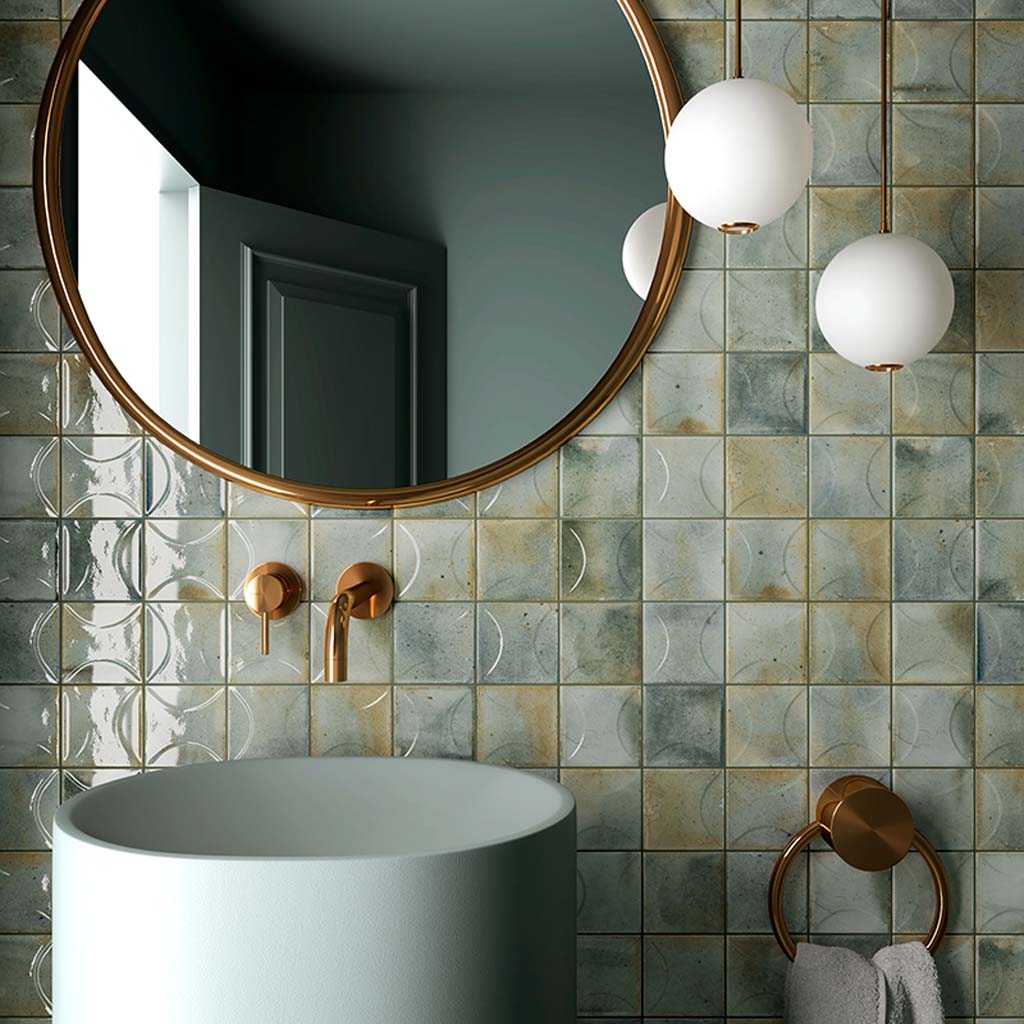 Sage Green 4x4 Glossy Ceramic Square Deco Tile (60 pack, 6.48 sq ft/case) - Sample