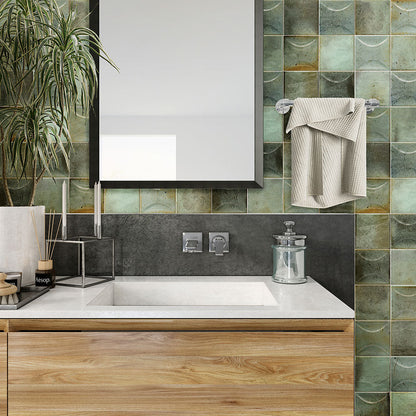Sage Green 4x4 Glossy Ceramic Square Deco Tile (60 pack, 6.48 sq ft/case) - Sample