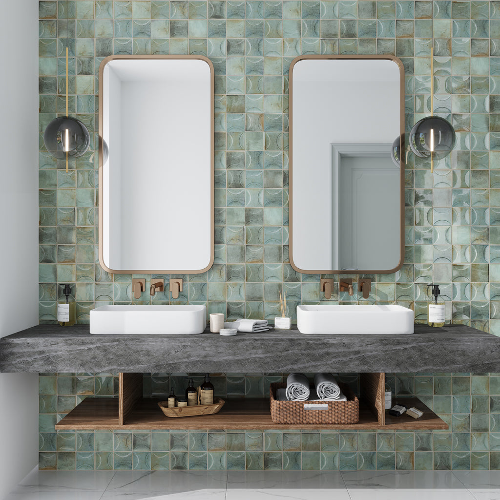 Sage Green 4x4 Glossy Ceramic Square Deco Tile (60 pack, 6.48 sq ft/case) - Sample