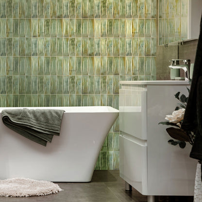 Sage Green 2.5x8 Glossy Ceramic Subway Deco Tile (38 pack, 5.38 sq ft/case)