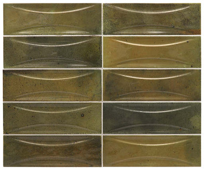 Olive Green 2.5x8 Glossy Ceramic Subway Deco Tile (38 pack, 5.38 sq ft/case) - Sample