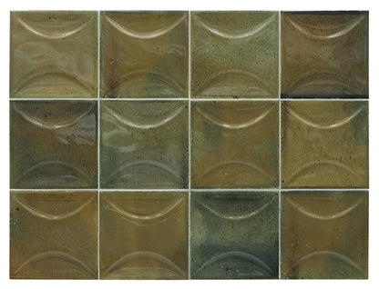 Olive Green 4x4 Glossy Ceramic Square Deco Tile (50 pack, 5.39 sq ft/case)