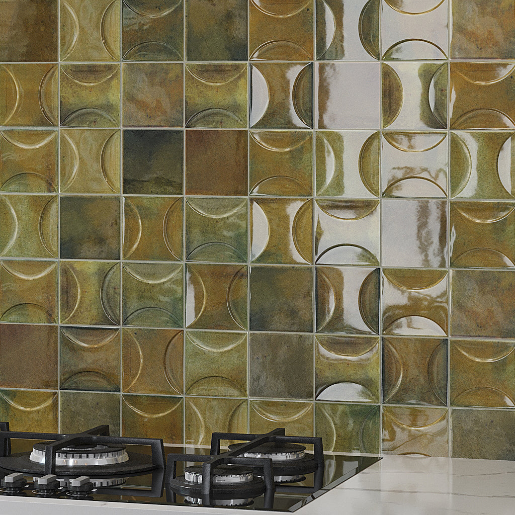 Olive Green 4x4 Glossy Square Ceramic Tile (60 pack, 6.46 sq ft/case)