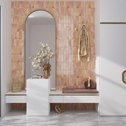 Pink 2.5x8 Glossy Ceramic Subway Tile (38 pack, 5.38 sq ft/case) - Sample