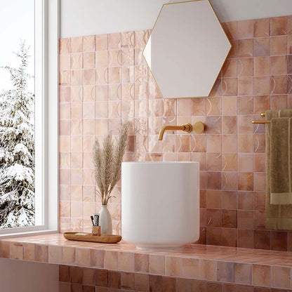 Pink 4x4 Glossy Ceramic Square Deco Tile (50 pack, 5.39 sq ft/case)