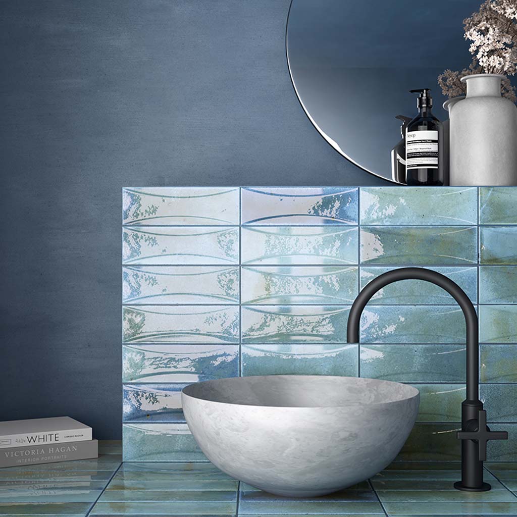 Blue 2.5x8 Glossy Ceramic Subway Deco Tile (38 pack, 5.38 sq ft/case)