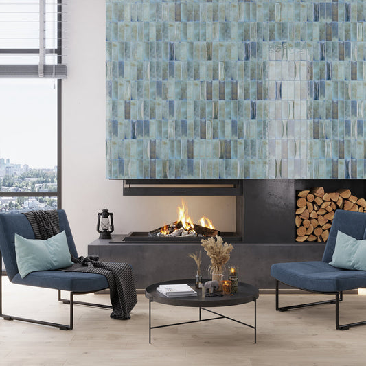 Blue 2.5x8 Glossy Ceramic Subway Deco Tile (38 pack, 5.38 sq ft/case) - Sample