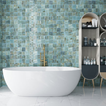 Blue 4x4 Glossy Ceramic Square Deco Tile (60 pack, 6.48 sq ft/case) - Sample