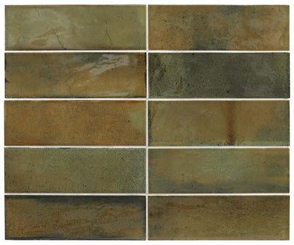 Olive Green 2.5x8 Glossy Ceramic Subway Tile (38 pack, 5.38 sq ft/case)