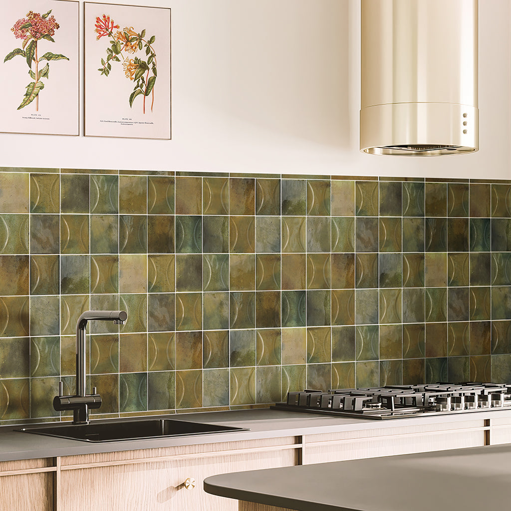 Olive Green 0.5x8 Glossy Ceramic Pencil Tile Trim (10 pack, 0.7 sq ft/case)
