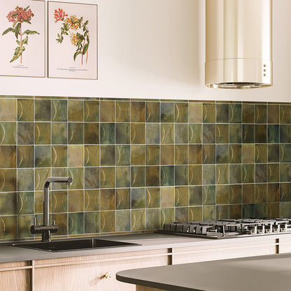 Olive Green 0.5x8 Glossy Ceramic Pencil Tile Trim (10 pack, 0.7 sq ft/case)