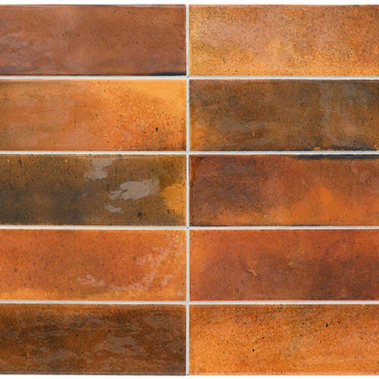 Red 2.5x8 Glossy Ceramic Subway Tile (38 pack, 5.38 sq ft/case)