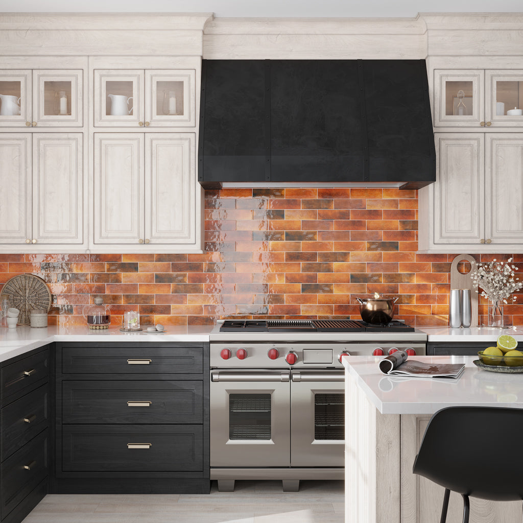 Red 2.5x8 Glossy Ceramic Subway Tile (38 pack, 5.38 sq ft/case)