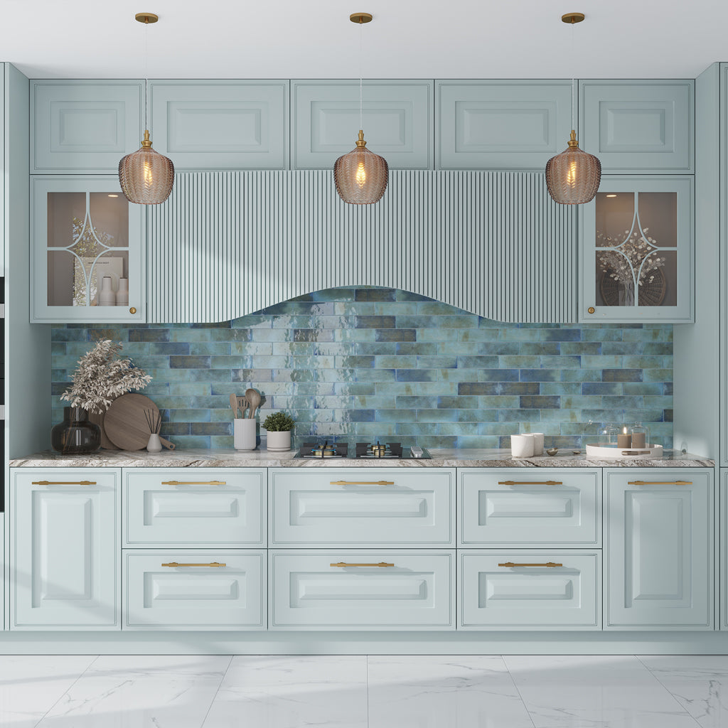 Blue 2.5x8 Glossy Ceramic Subway Tile (38 pack, 5.38 sq ft/case)