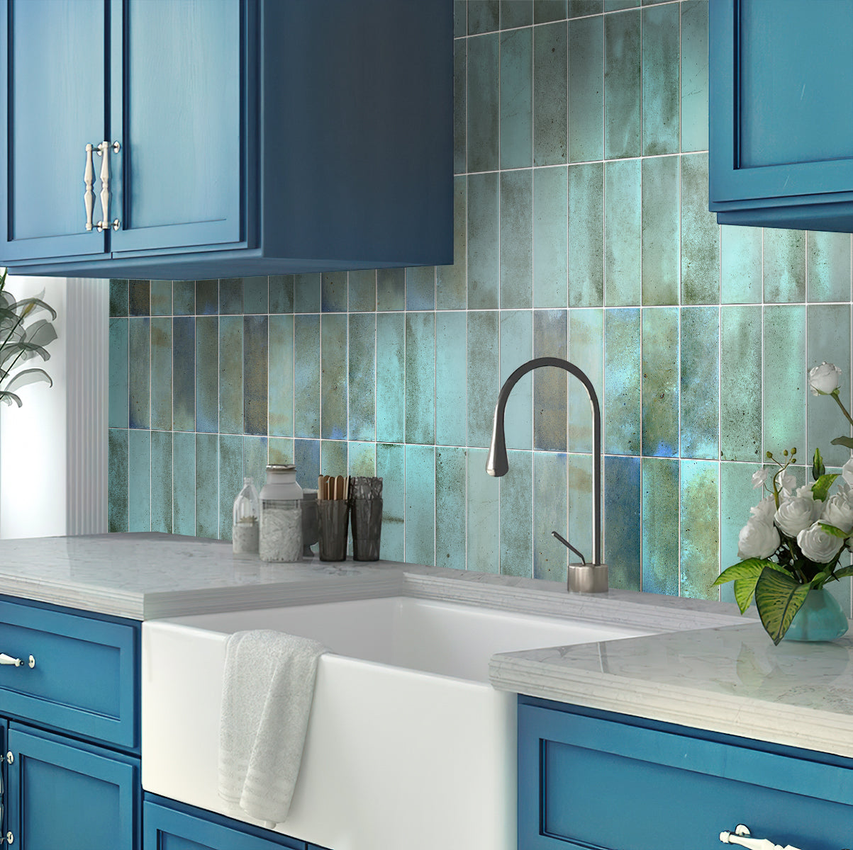 Blue 2.5x8 Glossy Ceramic Subway Tile (38 pack, 5.38 sq ft/case)