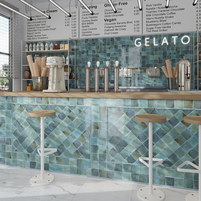 Blue 4x4 Glossy Square Ceramic Tile (50 pack, 5.39 sq ft/case) - Sample