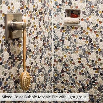 Multicolor 12x12 Glossy Textured Bubble Glass Resin Mosaic Tile (5 pack, 5 sq ft/case)