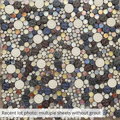Multicolor 12x12 Glossy Textured Bubble Glass Resin Mosaic Tile (5 pack, 5 sq ft/case)