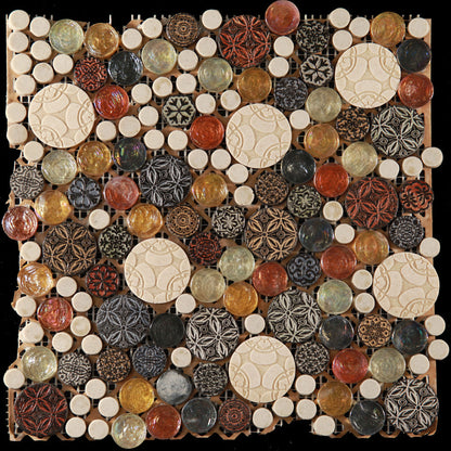 Multicolor 12x12 Glossy Textured Bubble Glass Resin Mosaic Tile (5 pack, 5 sq ft/case)
