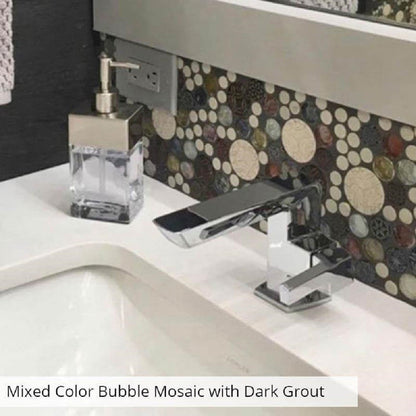 Multicolor 12x12 Glossy Textured Penny Round Glass Resin Mosaic Tile (5 pack, 5 sq ft/case) - Sample