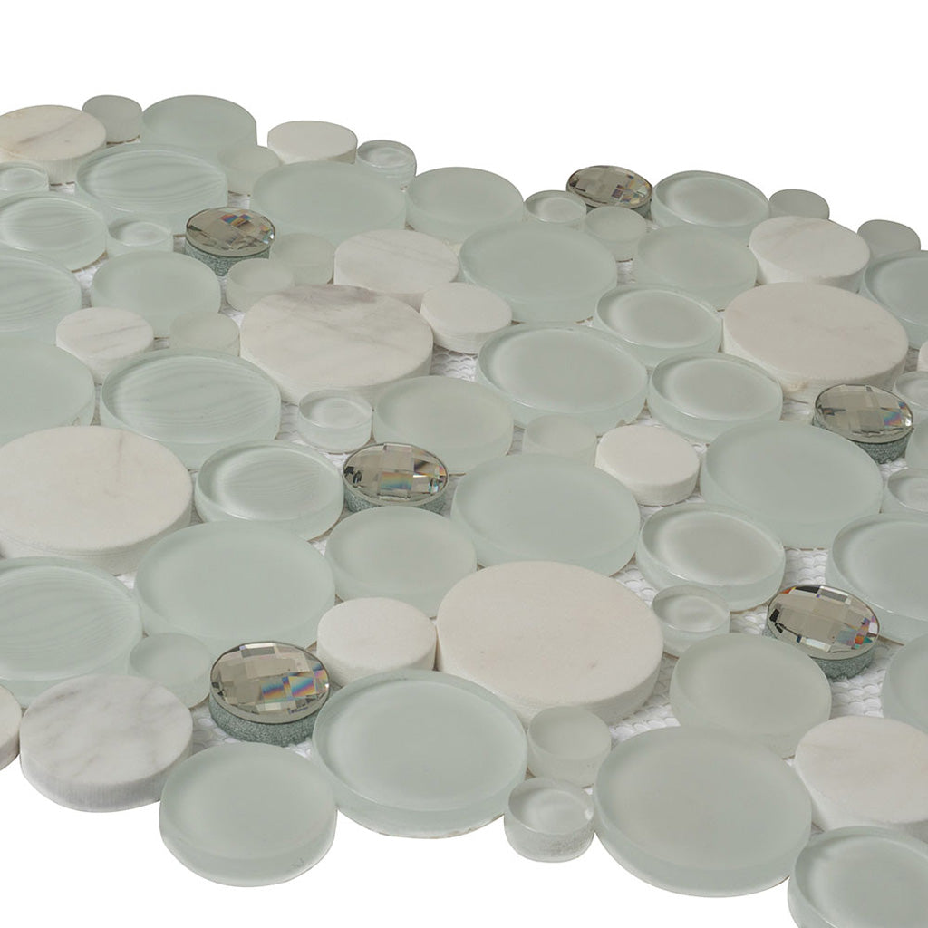 White 12x12 Glossy Matte Bubble Glass Marble Mosaic Tile (5 pack, 4.67 sq ft/case)