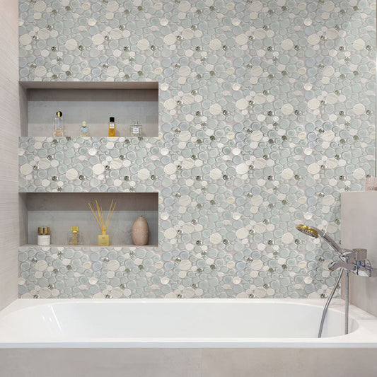 White 12x12 Glossy Matte Bubble Glass Marble Mosaic Tile (5 pack, 4.67 sq ft/case)