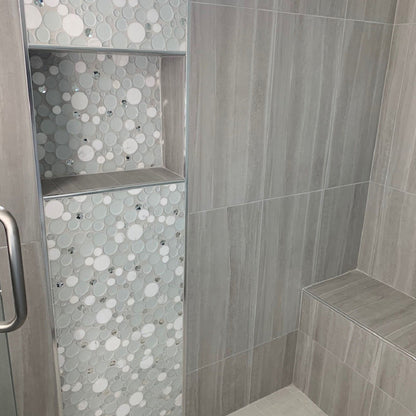 White 12x12 Glossy Matte Bubble Glass Marble Mosaic Tile (5 pack, 4.67 sq ft/case)