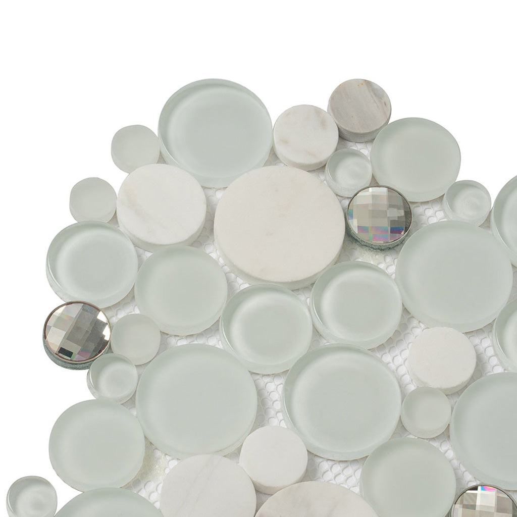 White 12x12 Glossy Matte Bubble Glass Marble Mosaic Tile (5 pack, 4.67 sq ft/case)