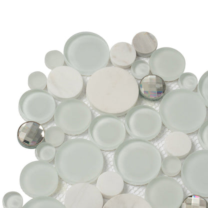 White 12x12 Glossy Matte Bubble Glass Marble Mosaic Tile (5 pack, 4.67 sq ft/case)