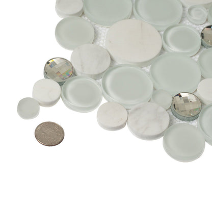 White 12x12 Glossy Matte Bubble Glass Marble Mosaic Tile (5 pack, 4.67 sq ft/case)