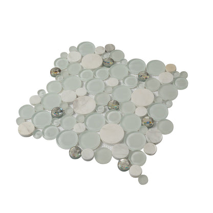 White 12x12 Glossy Matte Bubble Glass Marble Mosaic Tile (5 pack, 4.67 sq ft/case)