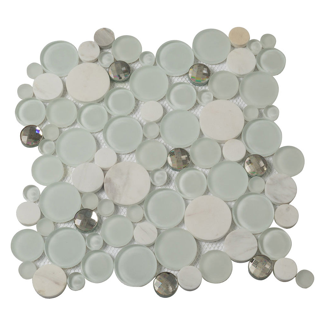 White 12x12 Glossy Matte Bubble Glass Marble Mosaic Tile (5 pack, 4.67 sq ft/case)