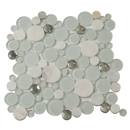 White 12x12 Glossy Matte Bubble Glass Marble Mosaic Tile (5 pack, 4.67 sq ft/case)