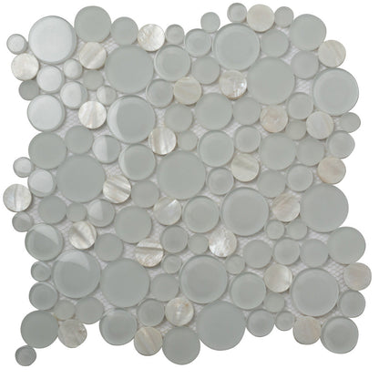 White 12x12 Glossy Matte Bubble Glass Shell Mother of Pearl Mosaic Tile