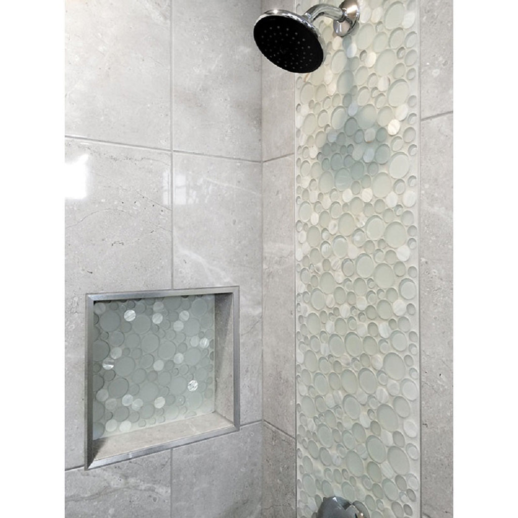 White 12x12 Glossy Matte Bubble Glass Shell Mother of Pearl Mosaic Tile